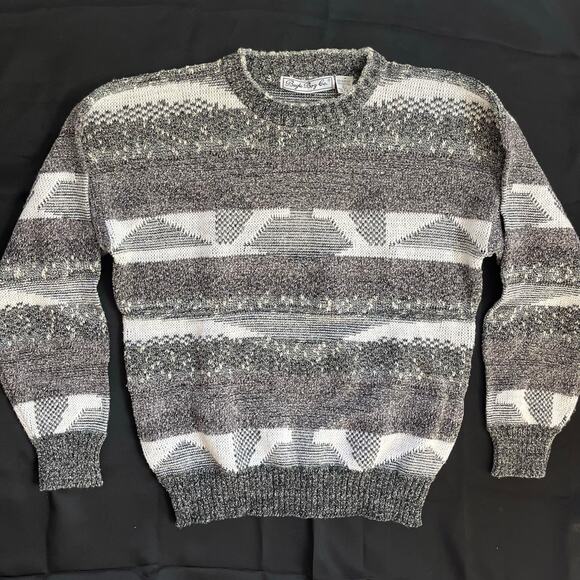 Vintage Bugle Boy Co. Sweater Large • 90s Textured Knit Gray Crewneck - Picture 1 of 12